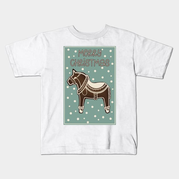 Cute Decorated Gingerbread horse , the best traditional cookie at Christmas in Finland Kids T-Shirt by marina63